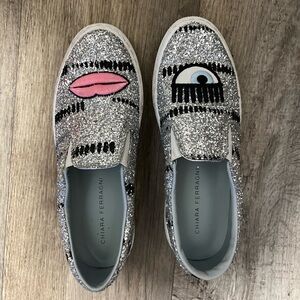 CHIARA FERRAGNI Flirting Glitter Slip On Sneakers Womens Size 39